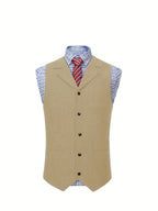 Herringbone Suit Vest for Men with Button Front