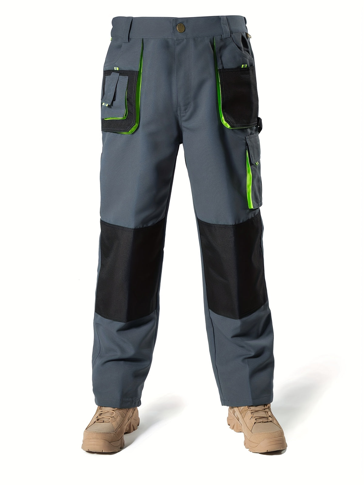 Black Green Work Pants for men, view 3