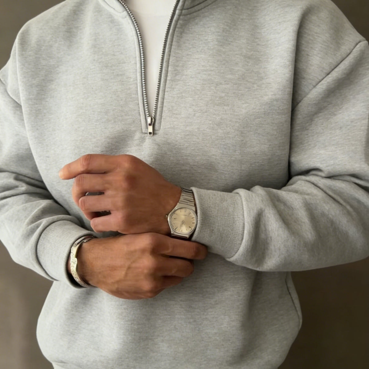 Fleece Quarter Zip Pullover with Stand Collar