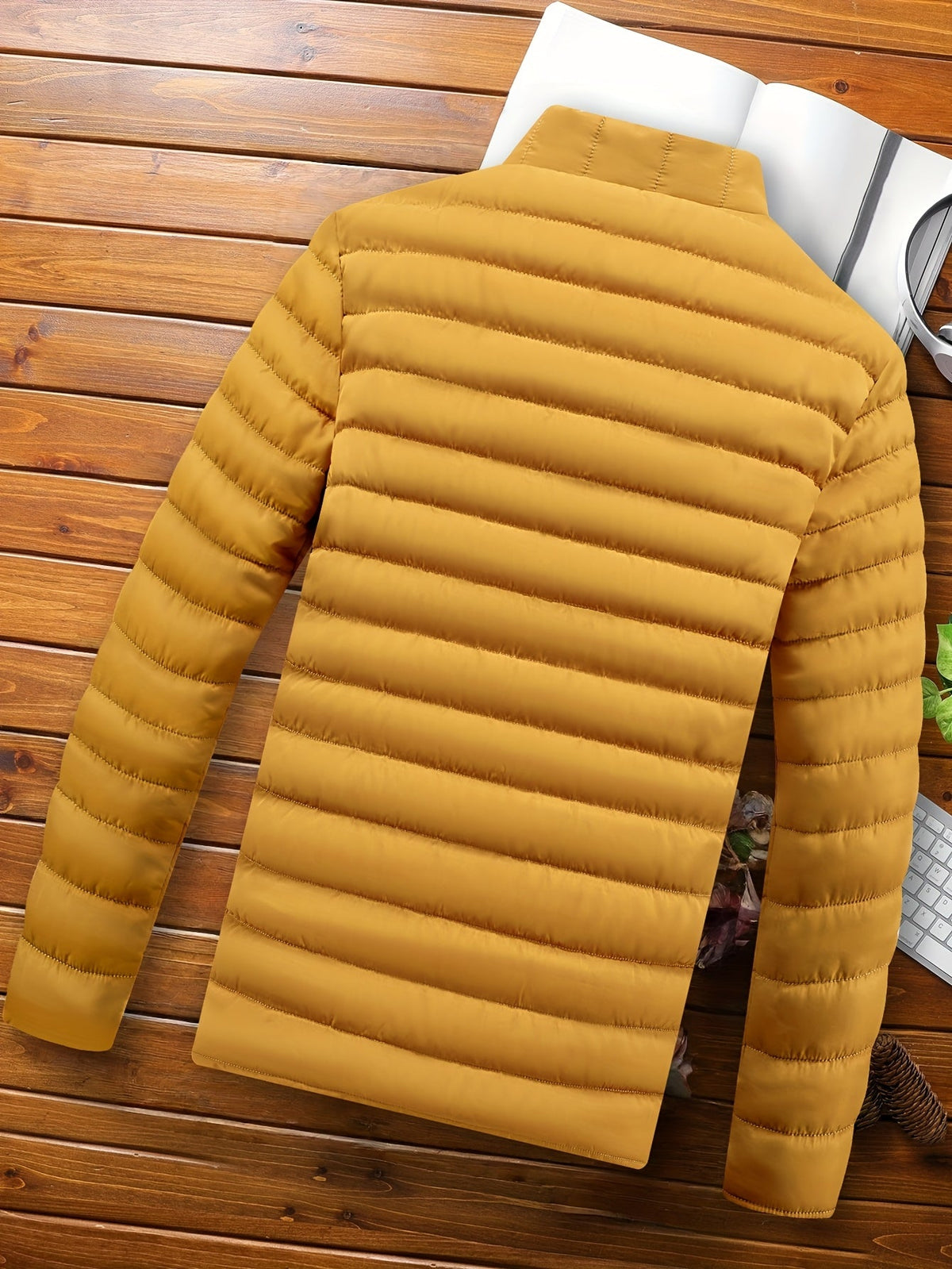 Lightweight Puffer Jacket for Men with Stand Collar