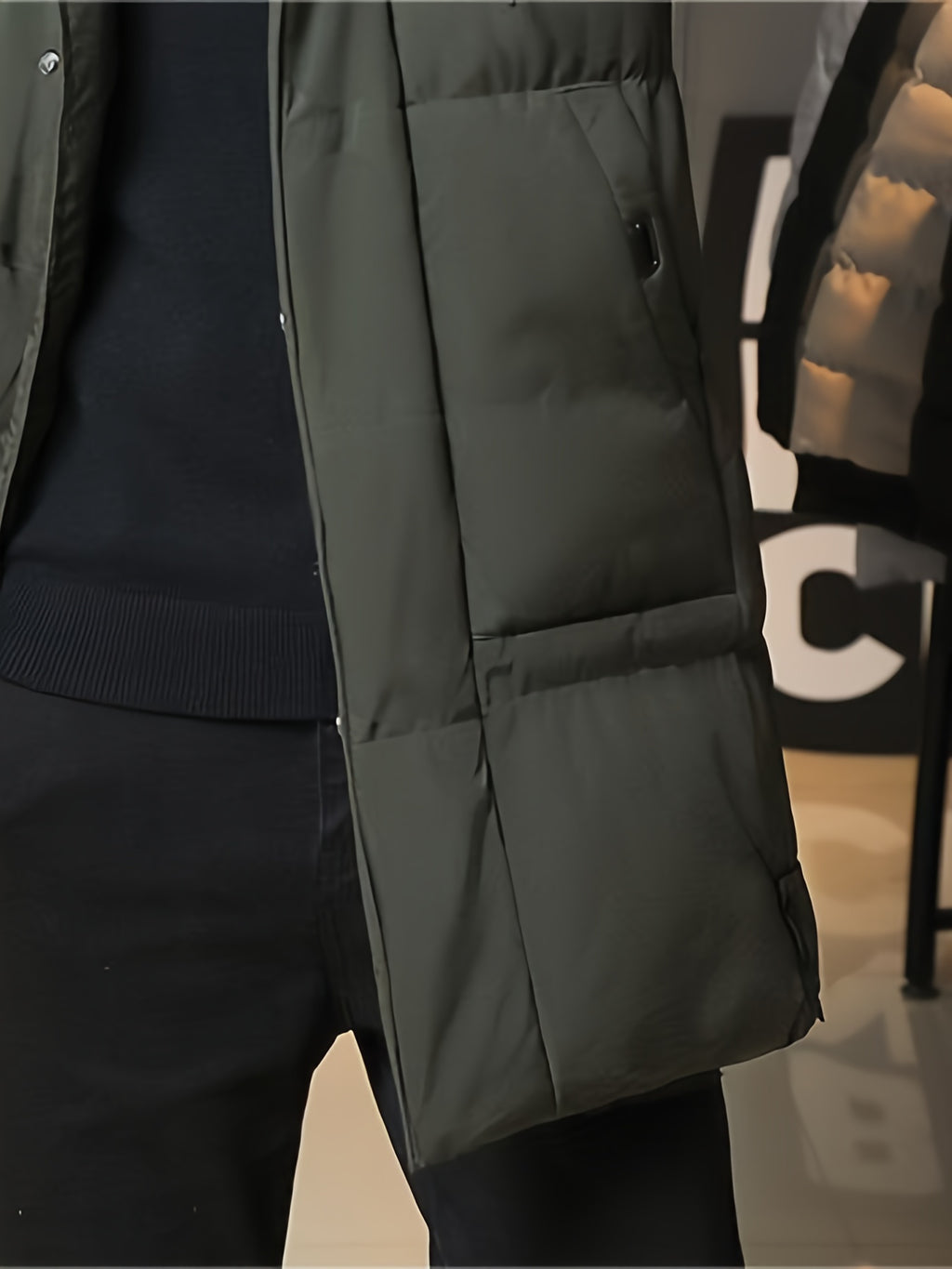 Hooded Winter Coat with Longline Quilting