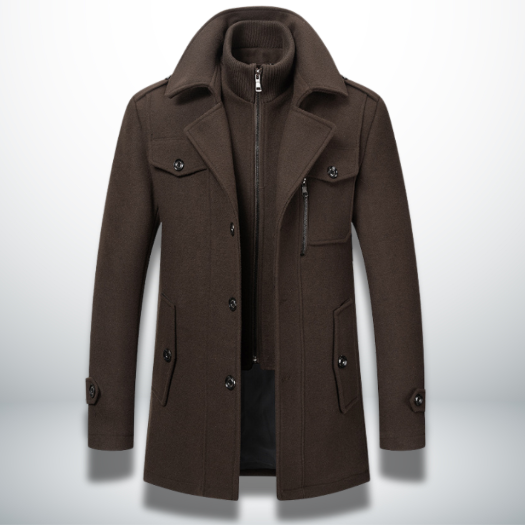 Brown Wool Blend Overcoat for men