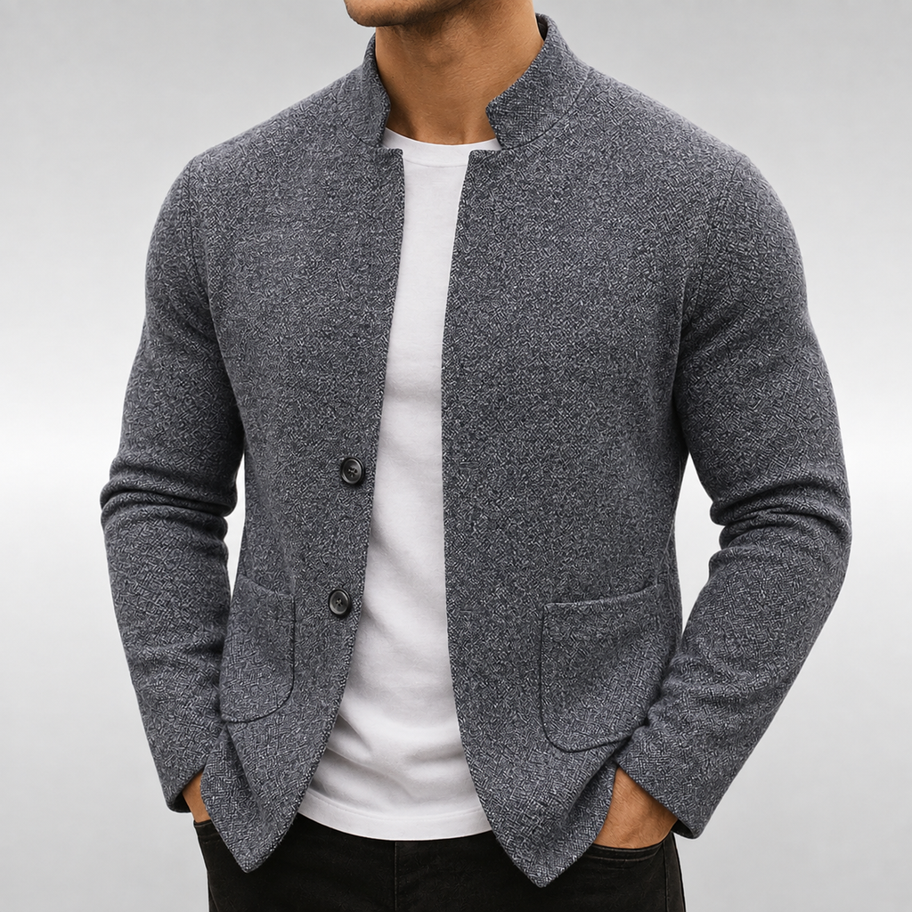Gray Knit Cardigan for men