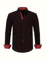 Mens dress shirt in Black, front view