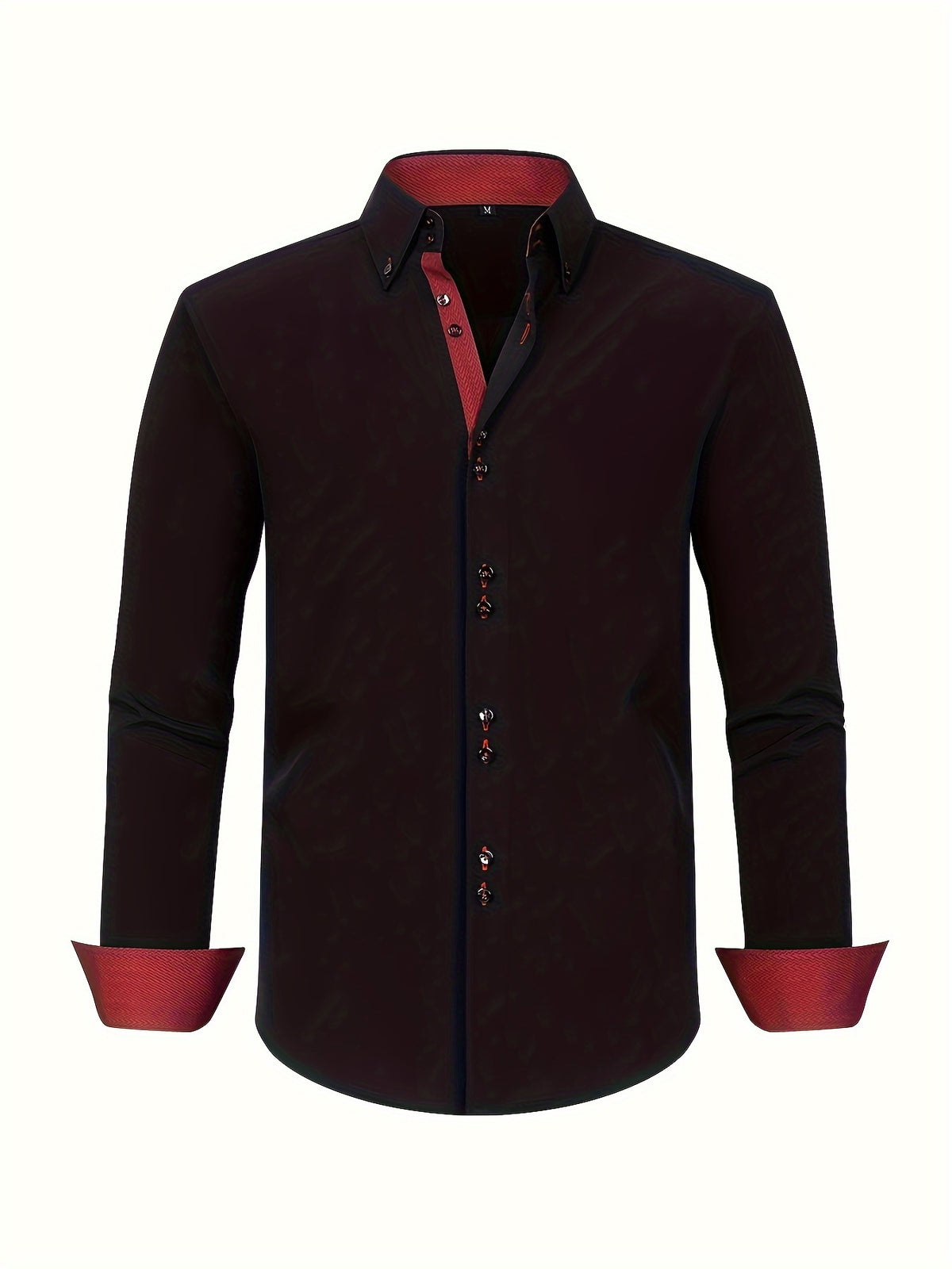 Mens dress shirt in Black, front view