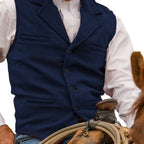 Navy herringbone Suit Vest for Men with Button Front