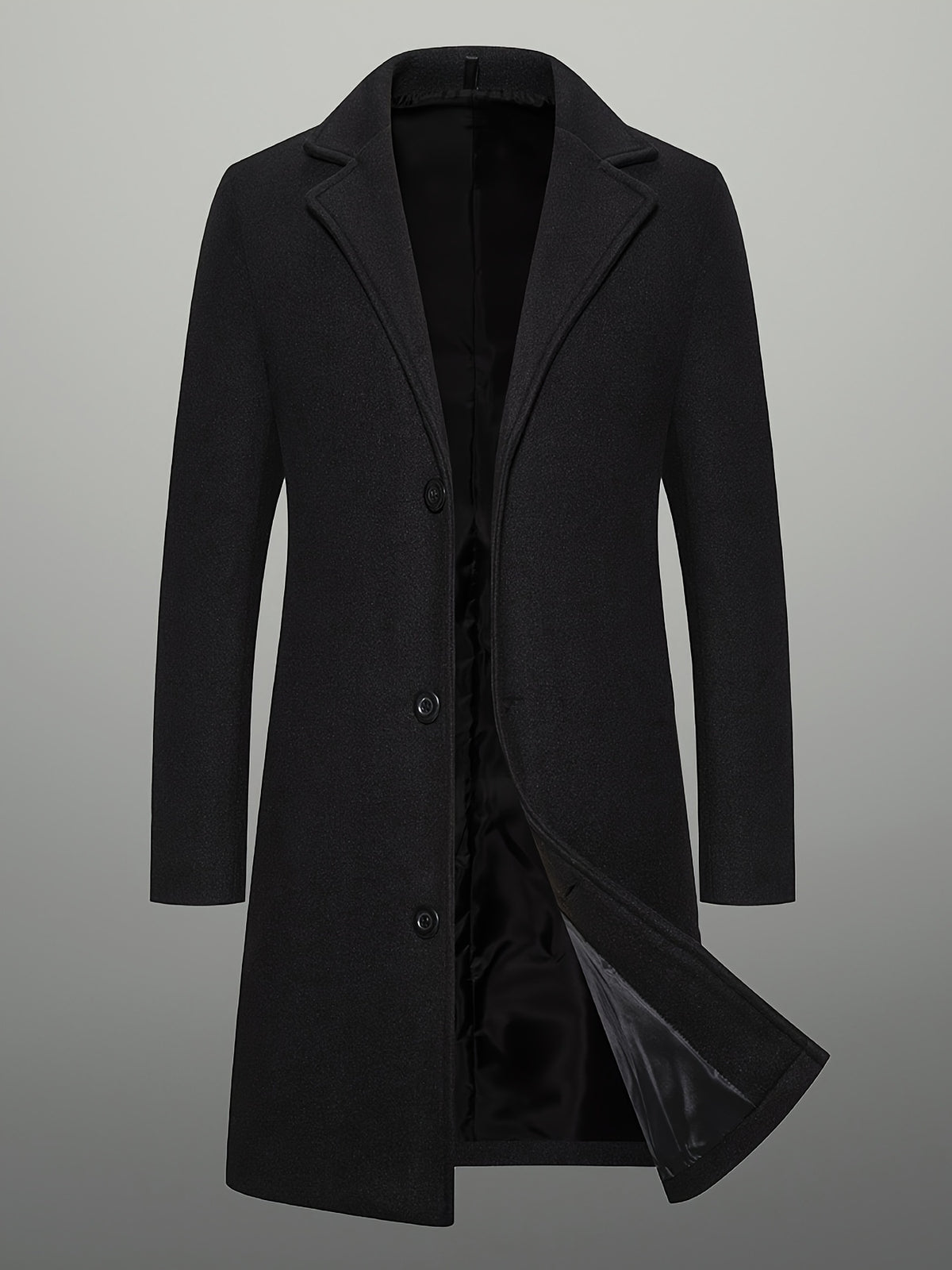 Three Button Overcoat with Notch Lapel