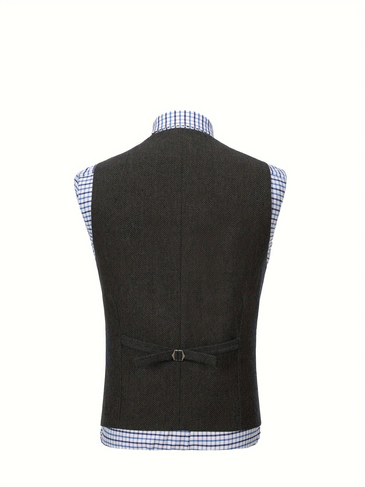 Herringbone Suit Vest for Men with Button Front