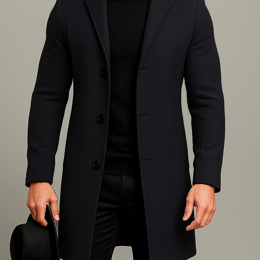 Three Button Overcoat with Notch Lapel