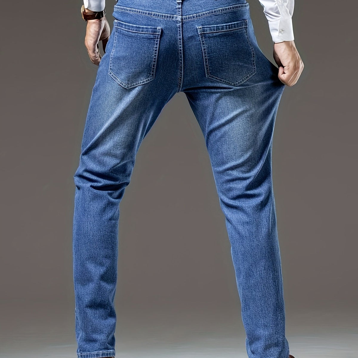 Light Blue Straight Leg Jeans for men