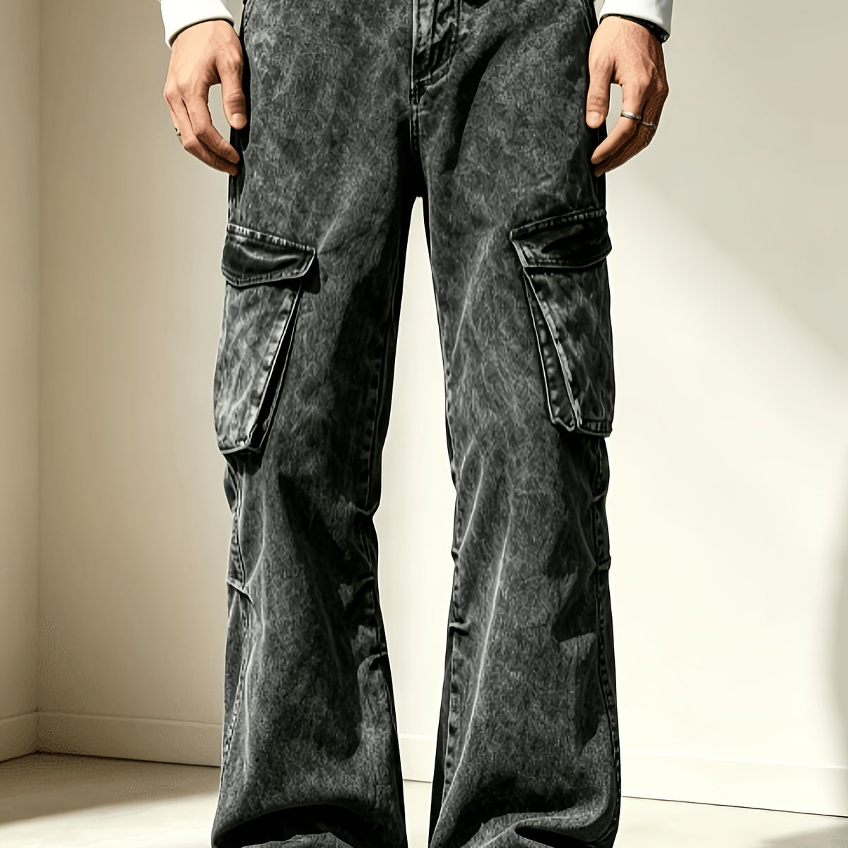 Dark Gray Cargo Jeans for men