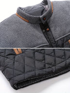 Knit Shoulder Quilted Jacket for Men, view 8