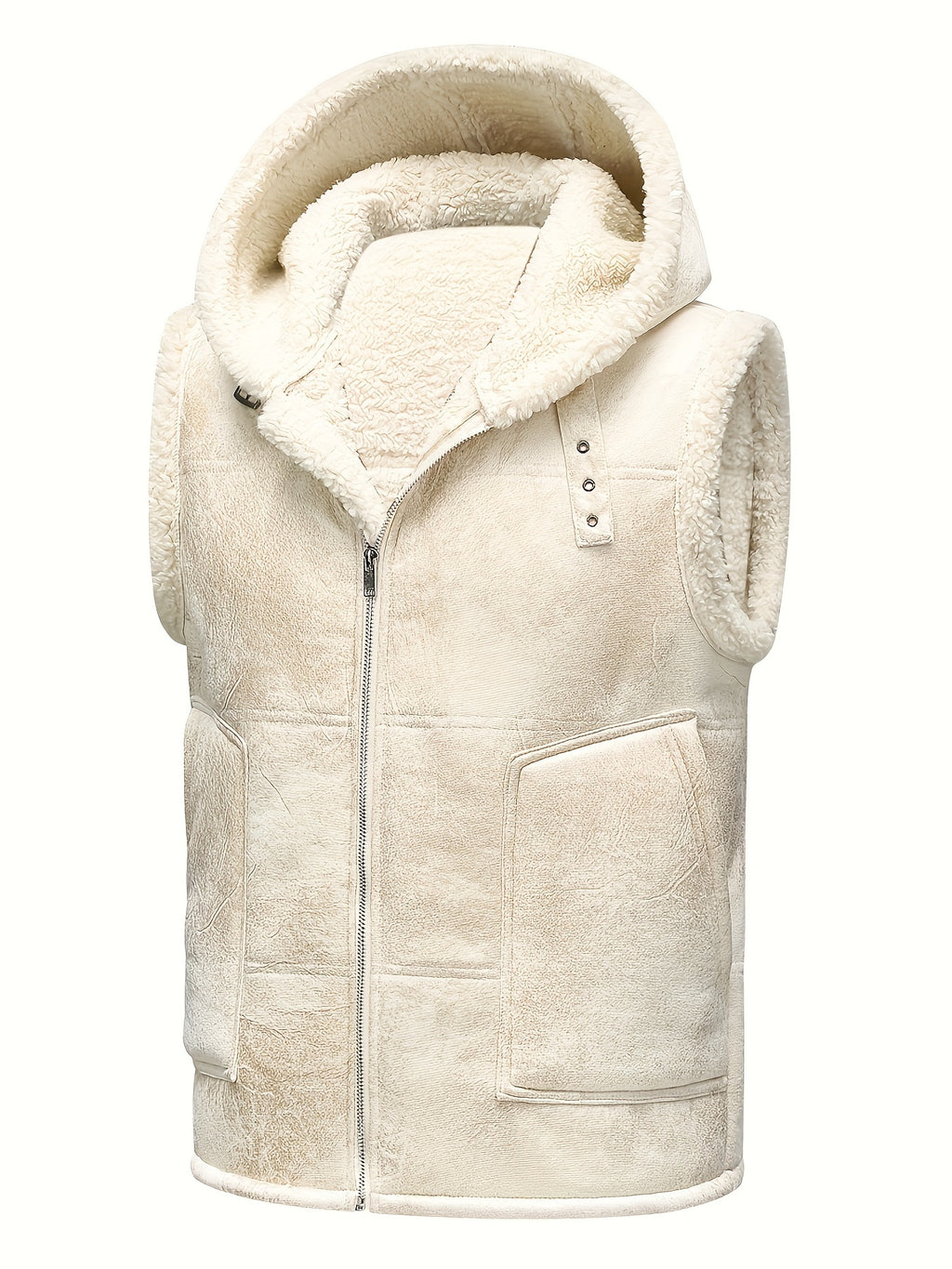 White Shearling Hooded Vest for men