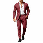 Mens suit in Burgundy, single button blazer and pants