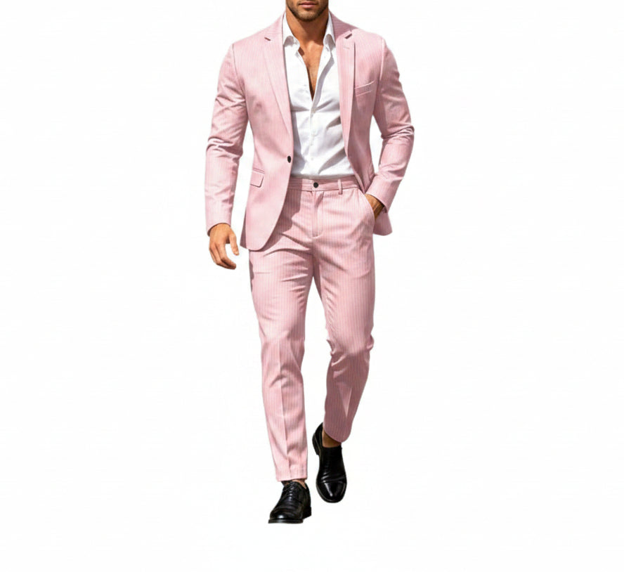 Mens suit in Blush, single button blazer and pants