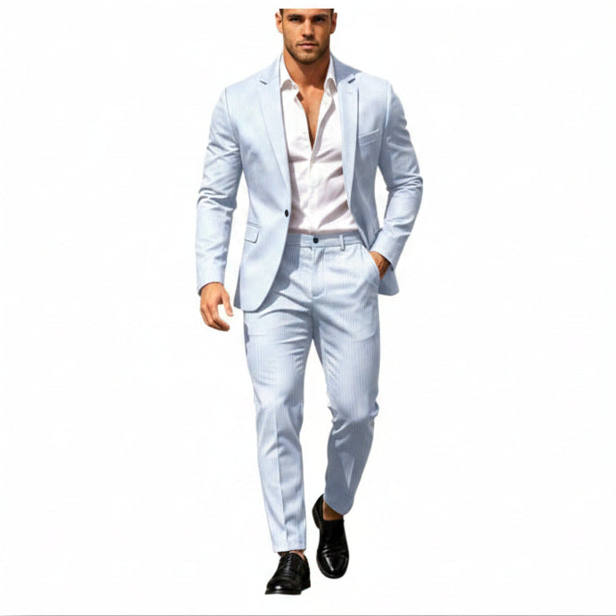 Mens suit in Light Blue, single button blazer and pants