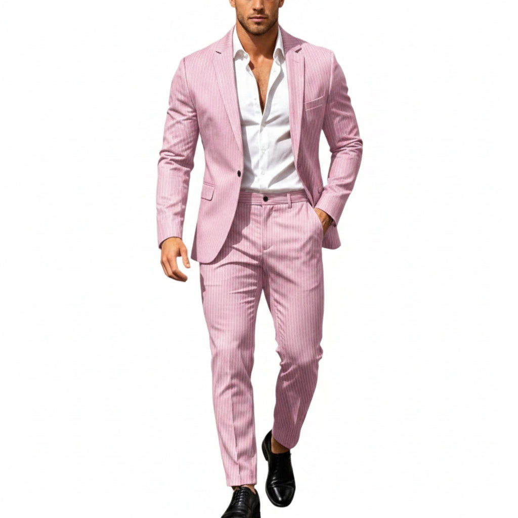 Mens suit in Pink, single button blazer and pants
