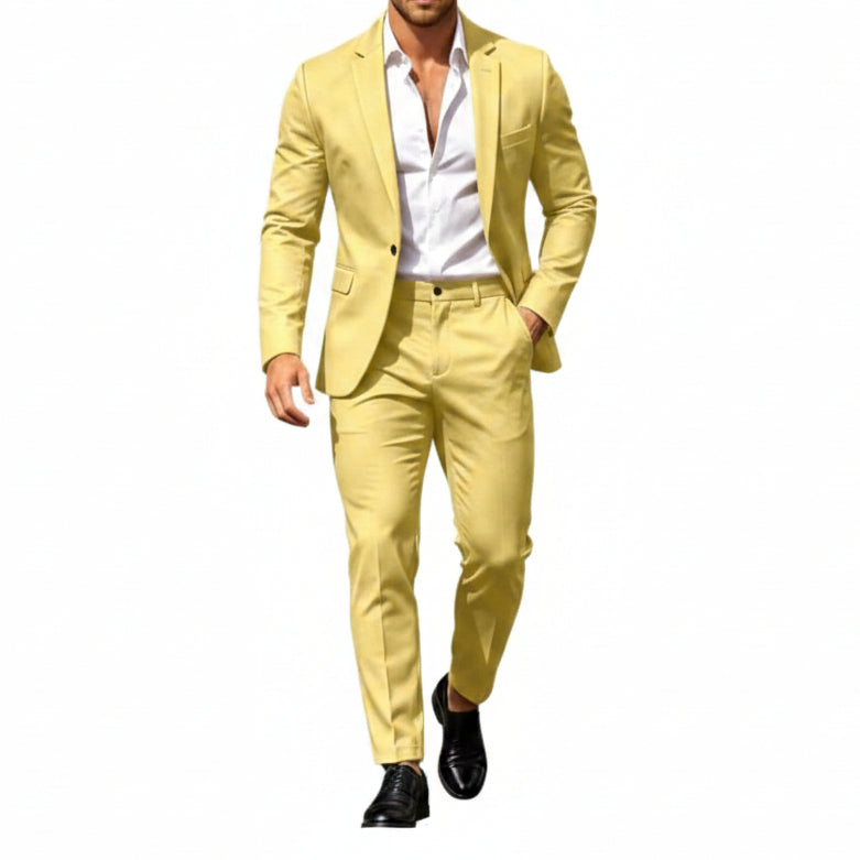 Mens suit in Yellow, single button blazer and pants