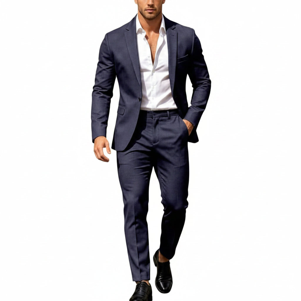 Mens suit in Navy, single button blazer and pants