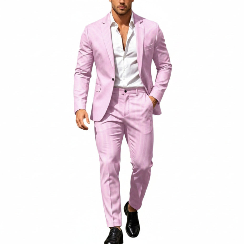 Mens suit in Pink, single button blazer and pants