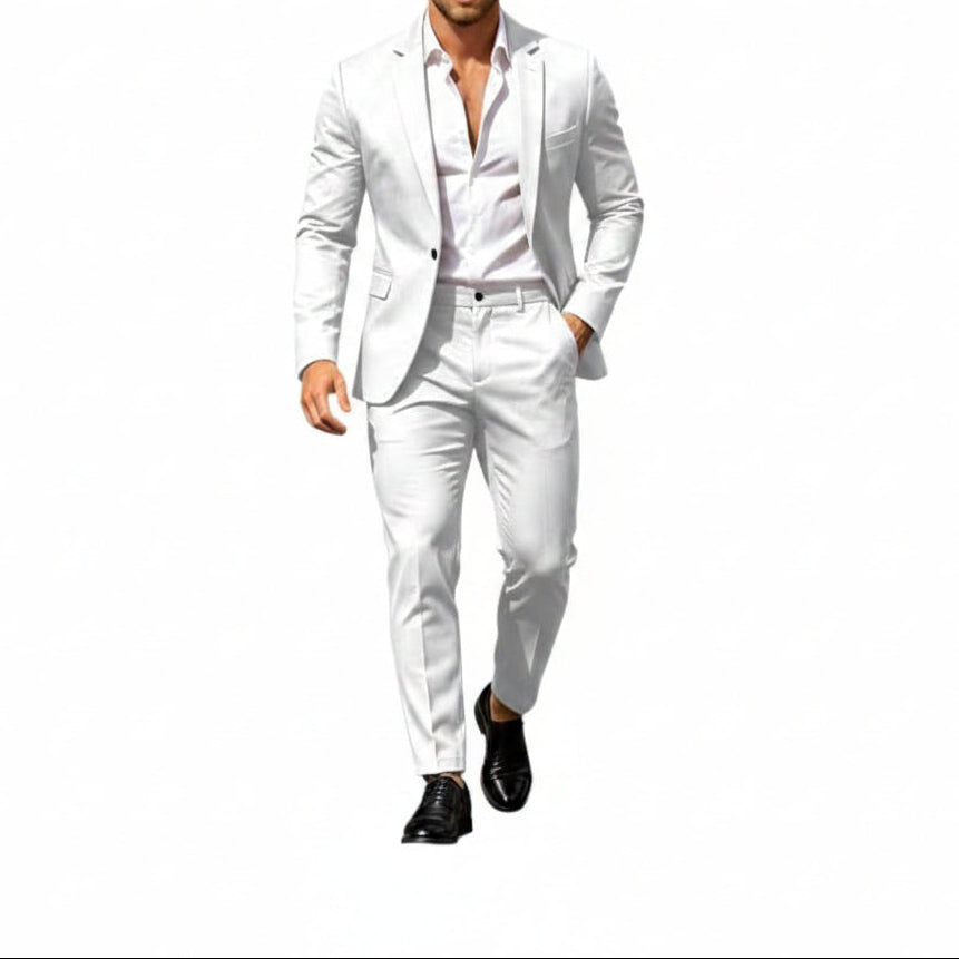 Mens suit in White, single button blazer and pants
