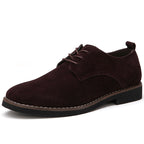Brown suede derby shoes for men with lace up
