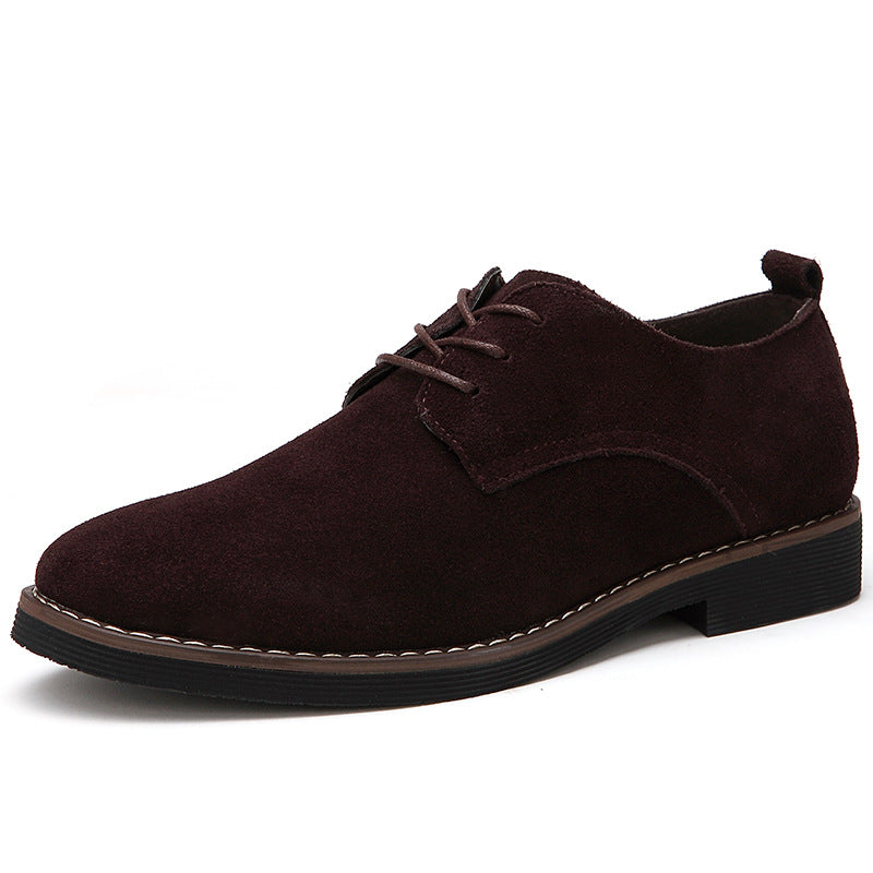 Brown suede derby shoes for men with lace up