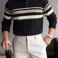 Striped Knit Polo with Button Placket