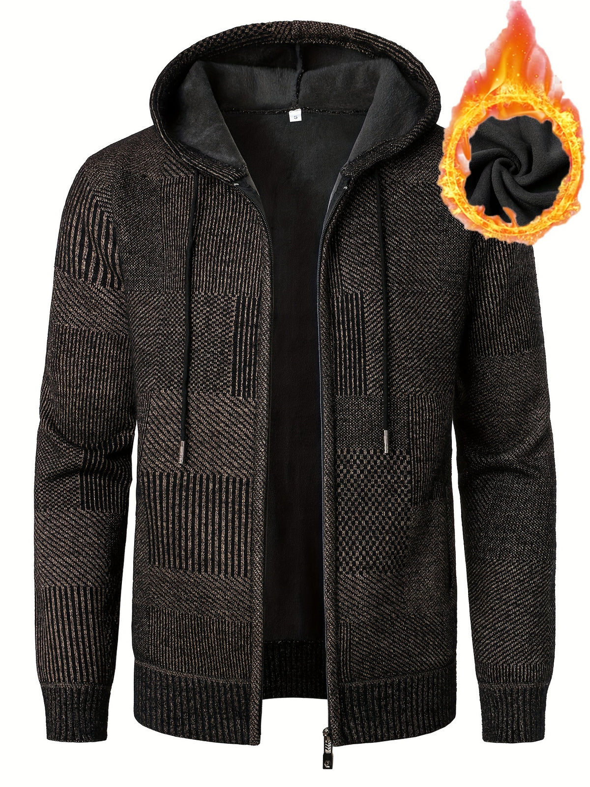 Fleece Lined Knit Hoodie for men, detail 2