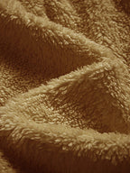 Mens sherpa fleece tracksuit in Camel, close-up of the camel sherpa pile