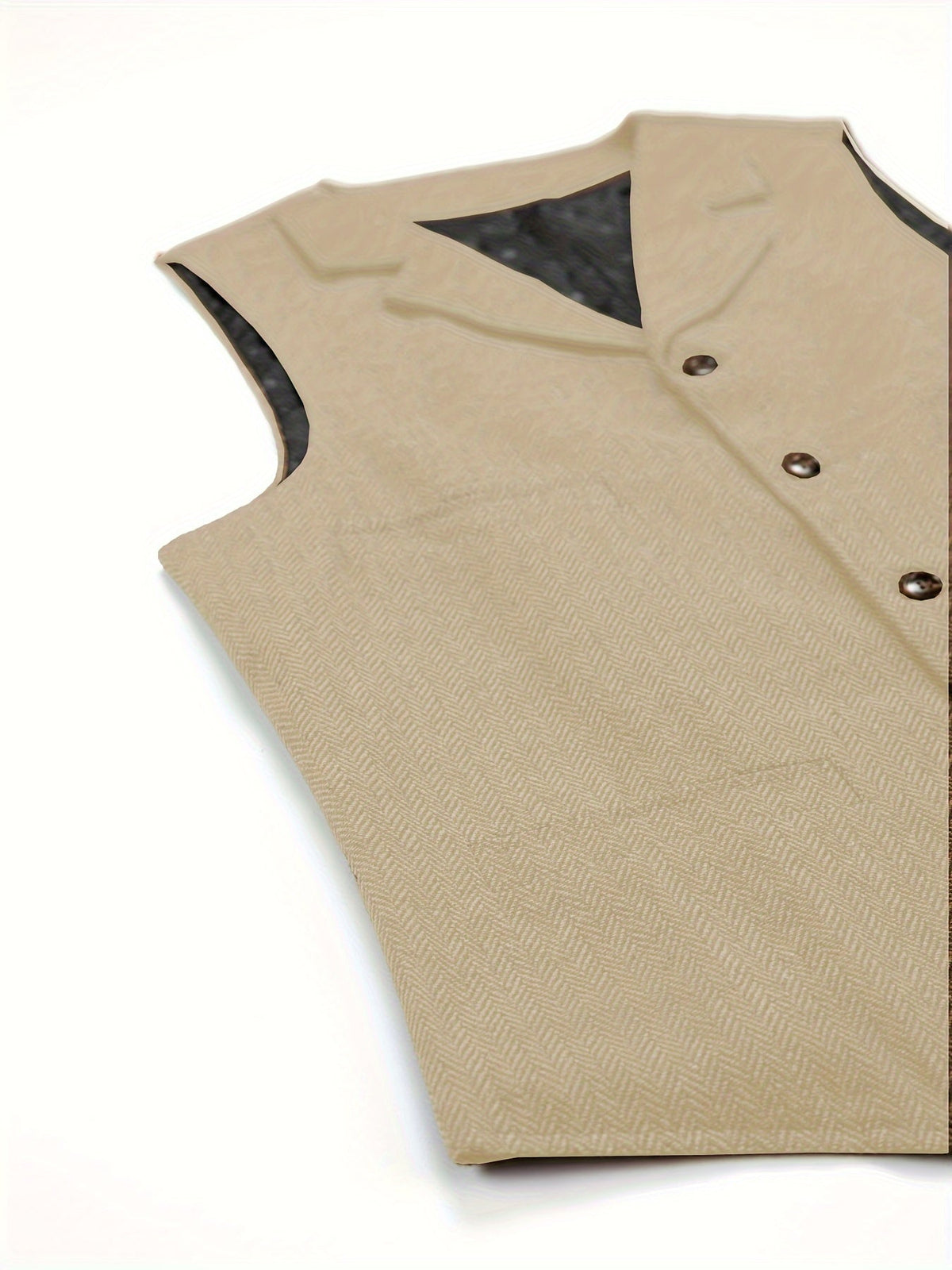 Herringbone Suit Vest for Men with Button Front