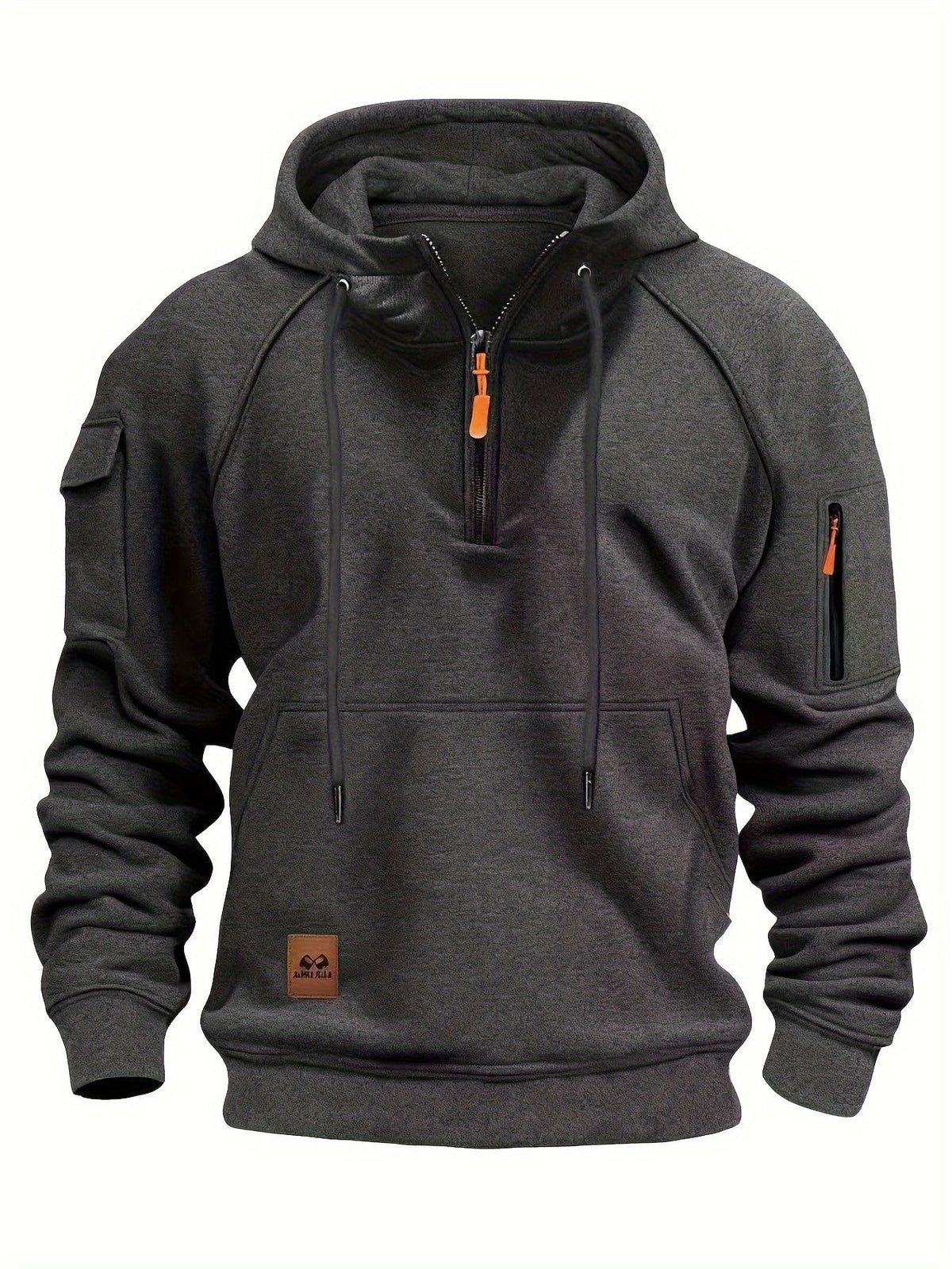 Dark Gray quarter Zip Hoodie for Men