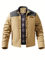 Tan knit Shoulder Quilted Jacket for Men