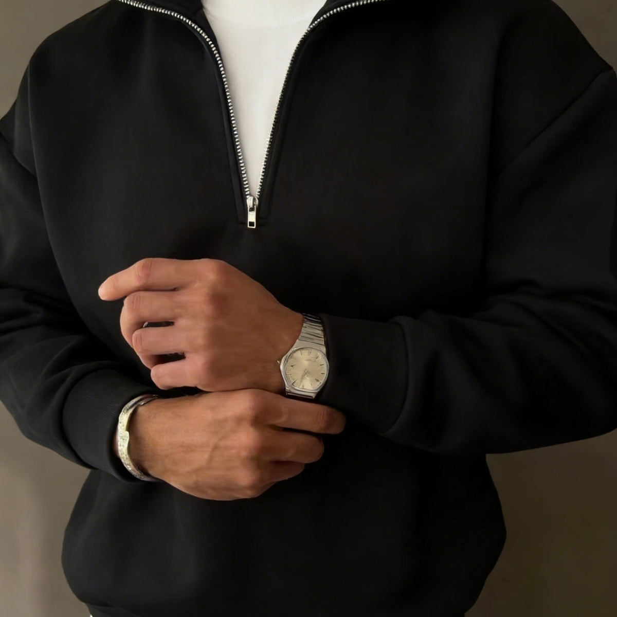 Fleece Quarter Zip Pullover with Stand Collar
