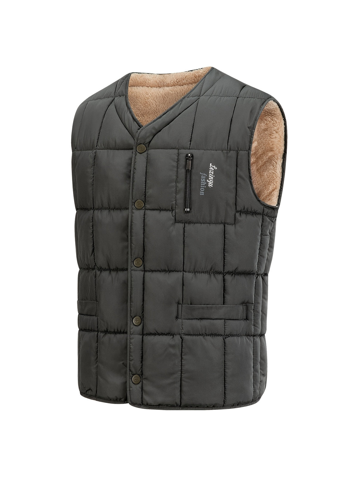 Dark Green Quilted Vest for men, view 2