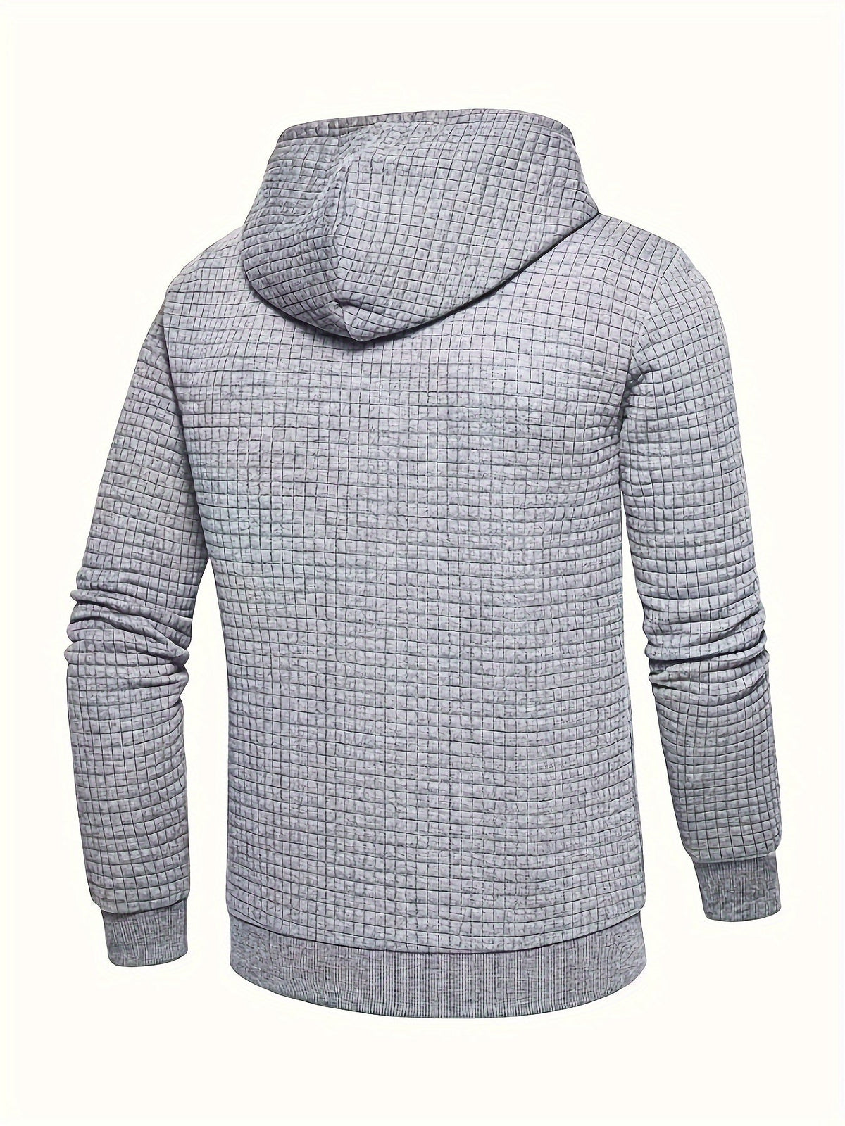 Mens waffle knit hoodie in Gray, back three-quarter view