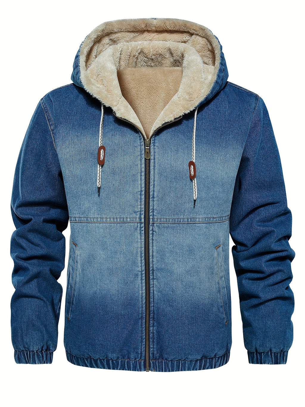 Light Blue Sherpa Lined Denim Jacket for men