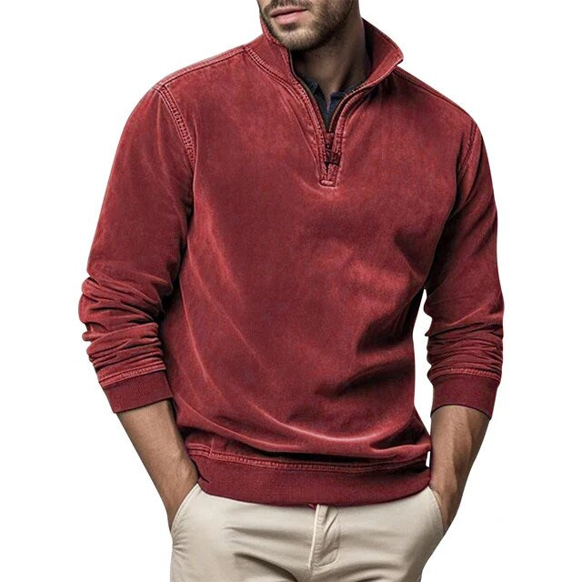 Red quarter Zip Pullover for Men