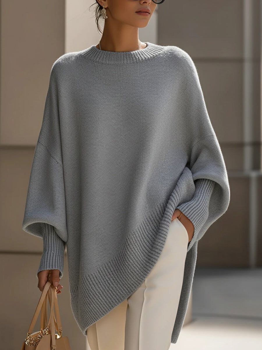 Womens oversized sweater in Gray, front view