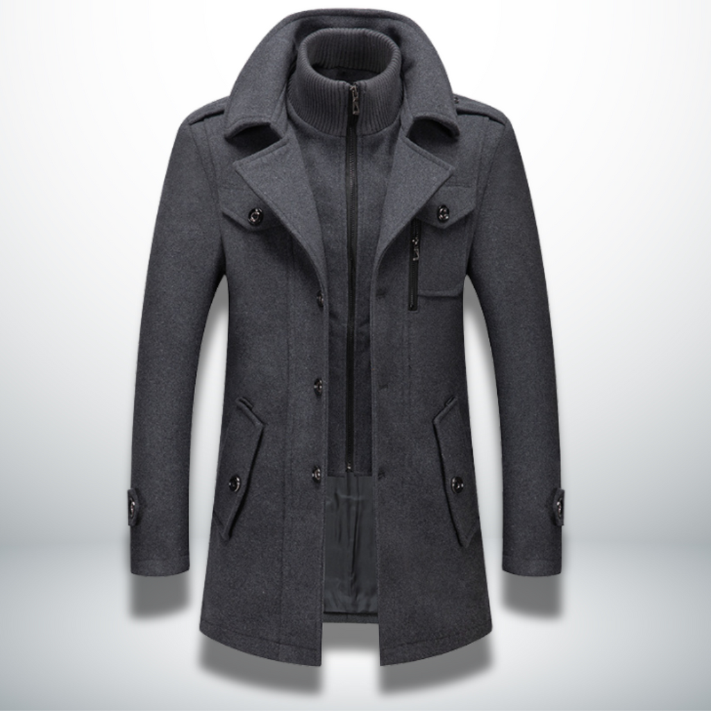 Gray Wool Blend Overcoat for men