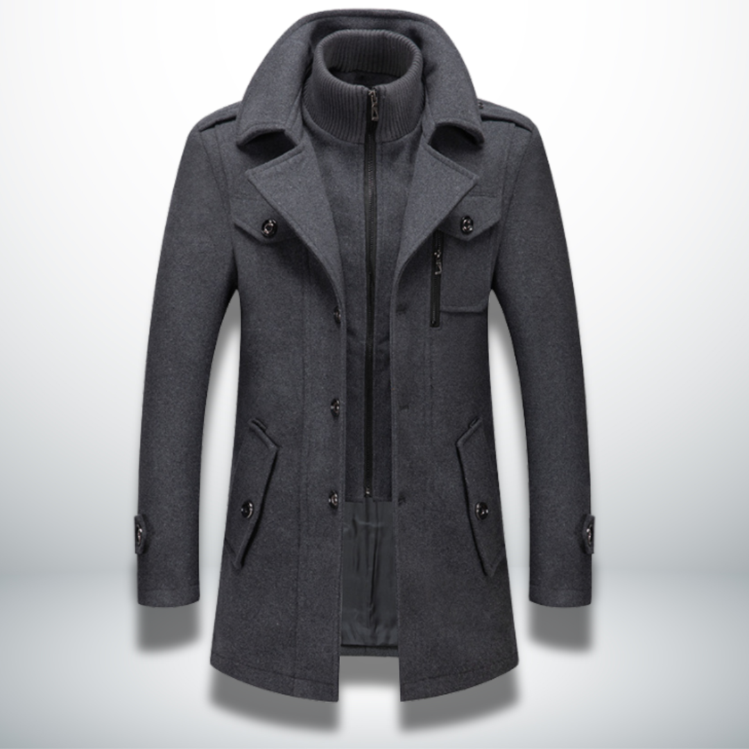 Gray Wool Blend Overcoat for men