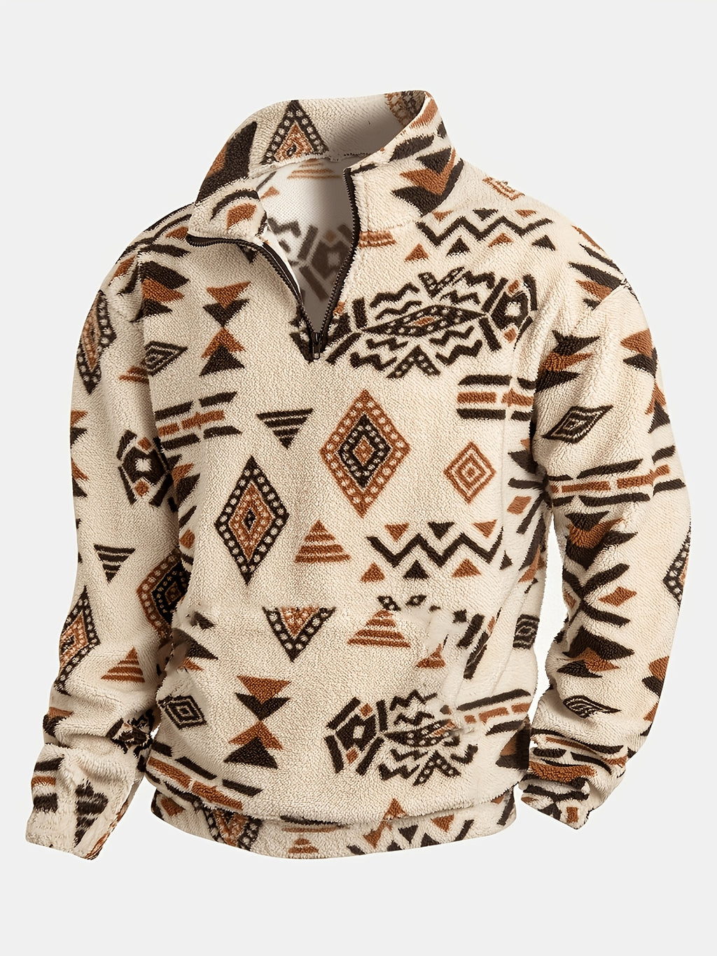 White Sherpa Half Zip Pullover for men