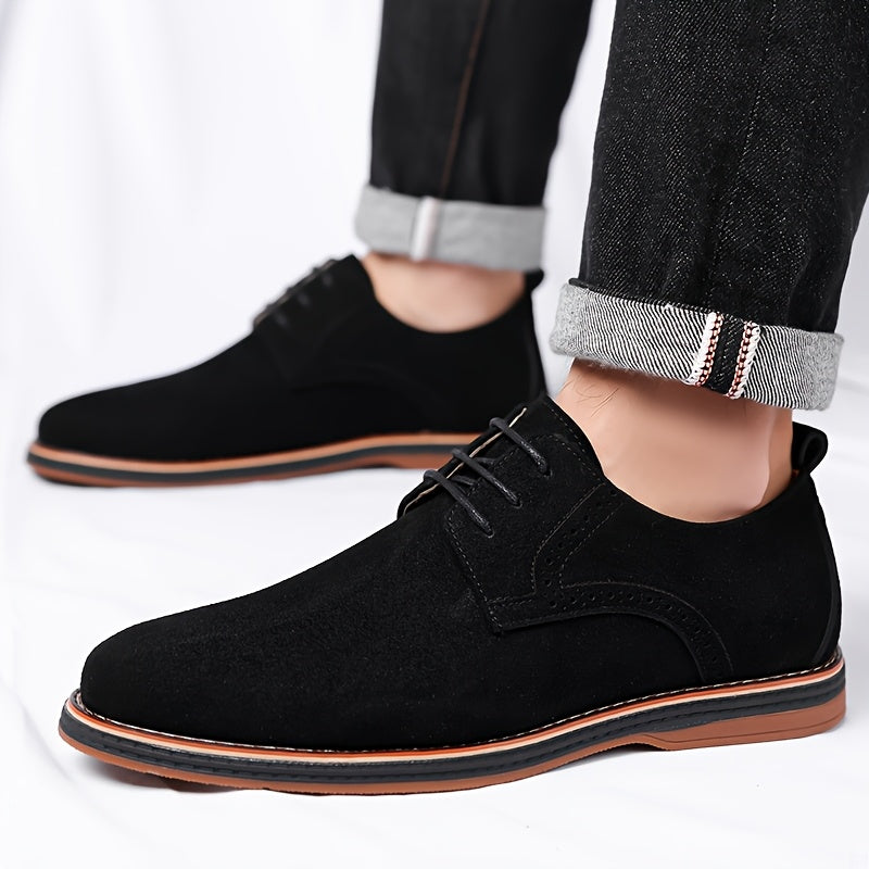 Brogue Detail Derby Shoes for Men in Soft Suede