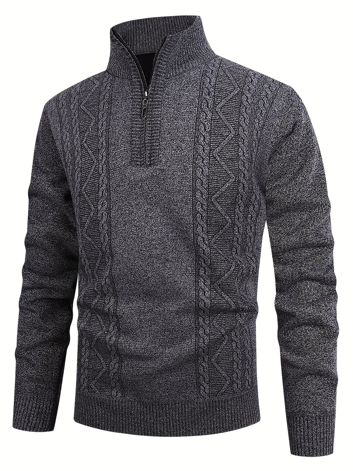 Gray Quarter Zip Sweater for men