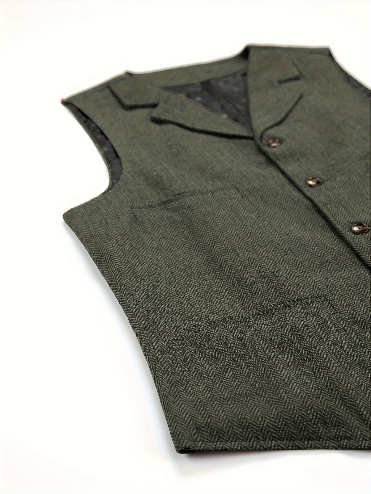 Herringbone Suit Vest for Men with Button Front