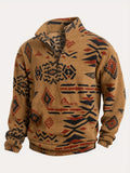 Brown Sherpa Half Zip Pullover for men