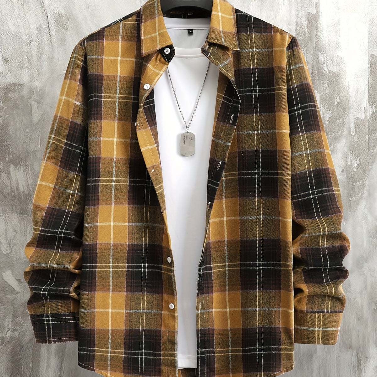 Plaid Check Flannel Shirt with Button Front