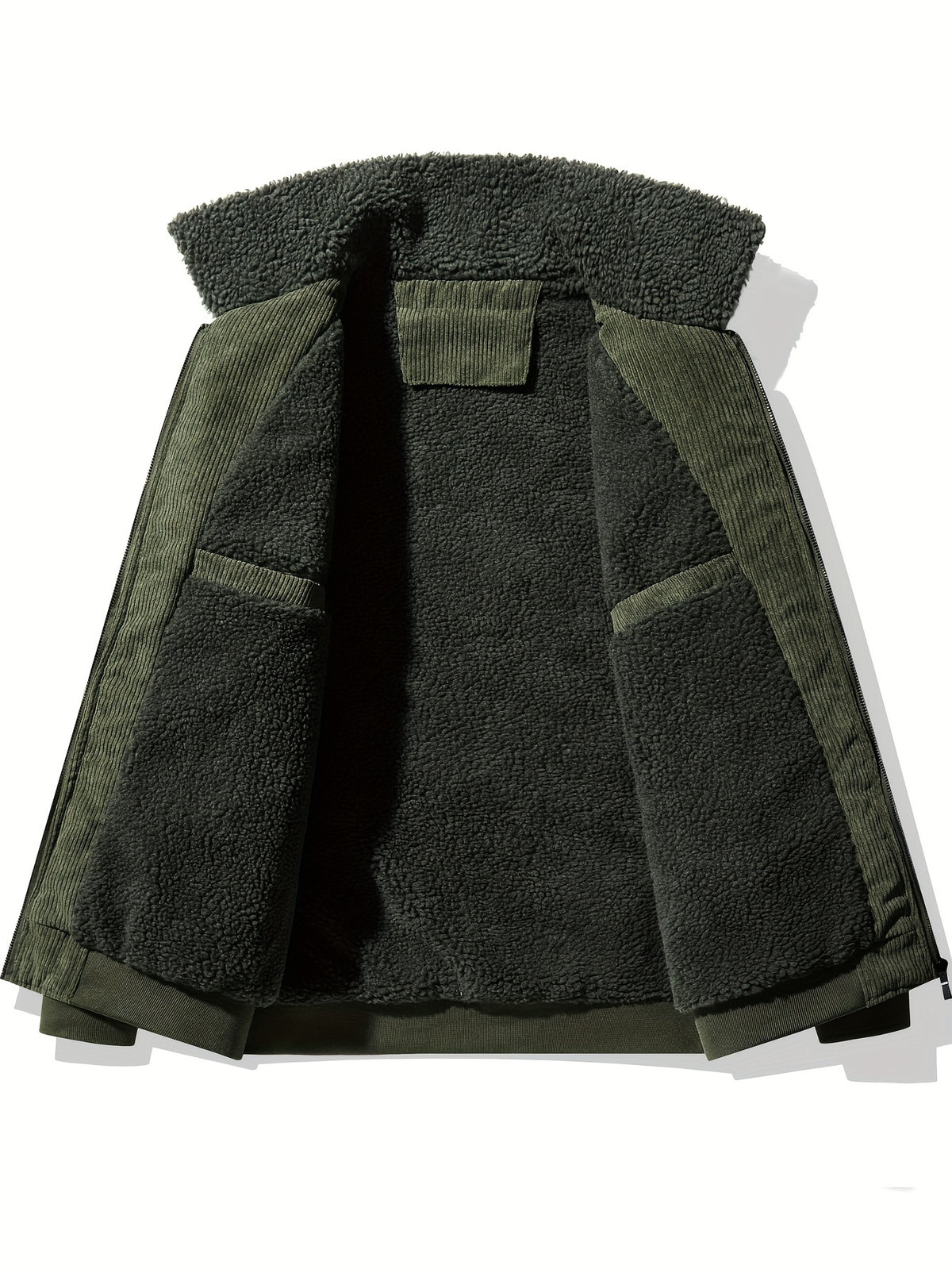 Chest Pockets Shirt Jacket with Sherpa Lining