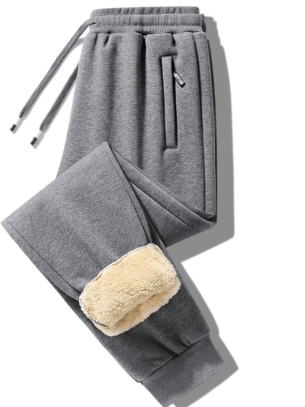 Fleece Lining Sweatpants with Drawstring Waist