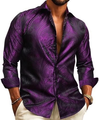 Purple Paisley Dress Shirt for men